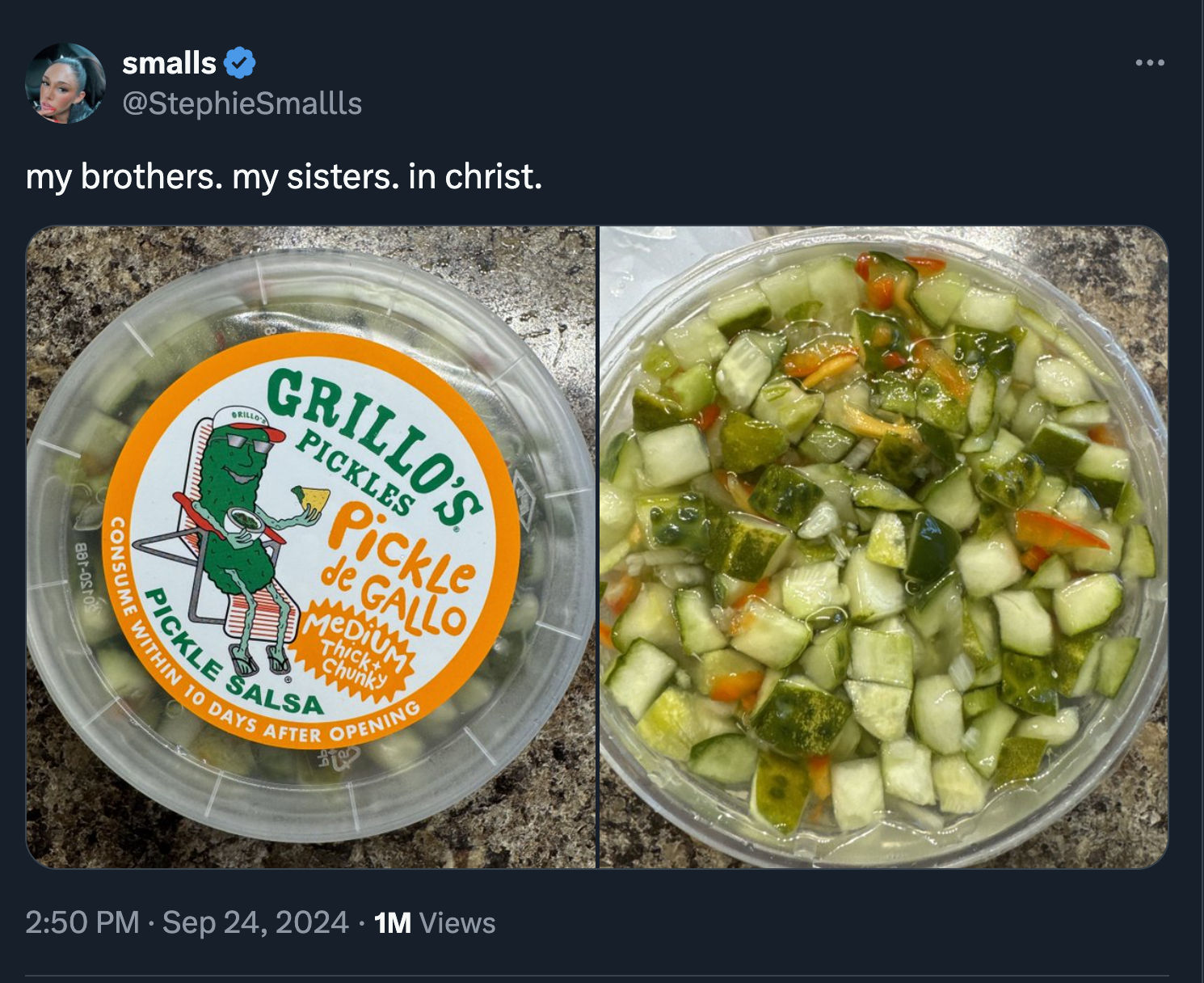 israeli salad - smalls my brothers. my sisters. in christ. Grillo'S Pickles Pickle de Gallo Medium Thick Chunk Opening Pickle Salsa Within 10 Days After C 1M Views